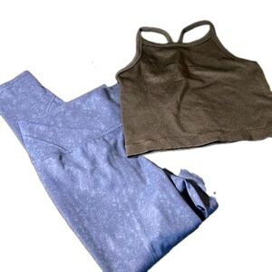 ALL IN MOTION Blue Leggings & Black Racerback Top, Girls Large